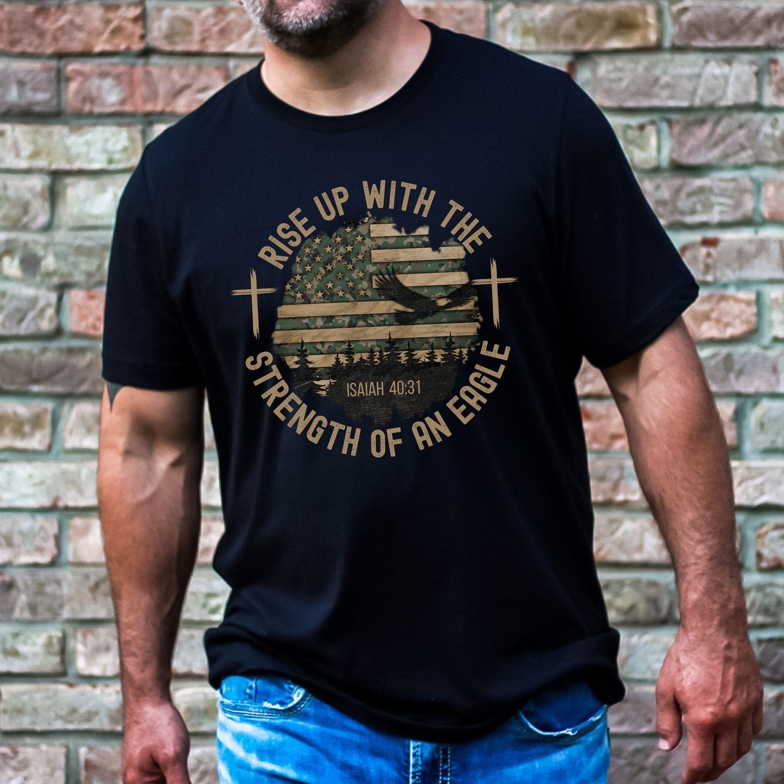 Bold Christian T Shirt,Father's Day Gift Tee, Guys Christian Shirt for Dad, Isaiah 40:31 Shirt for Christian Gift, Mens Christian T-Shirt, Mens Christian Gifts